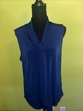 DKNY Sleeveless Knot-Front Drape Top - Navy